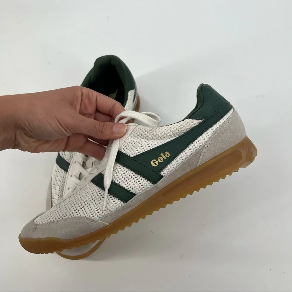 Gola Tornado Zephyr Green White Woven Suede Upper Lace Up Low Sneakers 41/10 - Picture 6 of 10